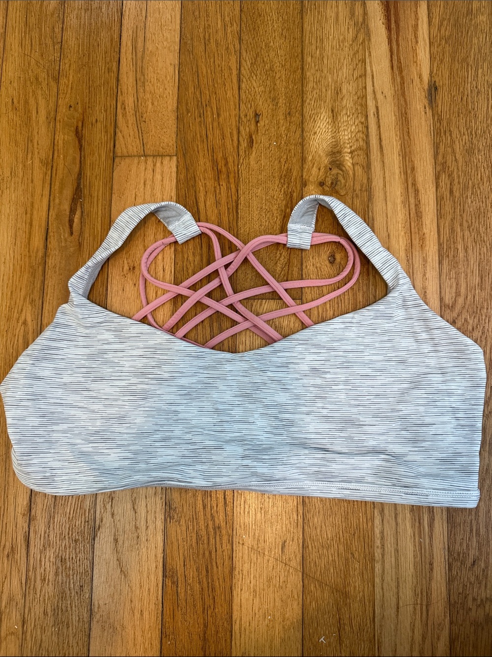 lululemon athletica Light Gray Sports Bra with Pink Strappy Back